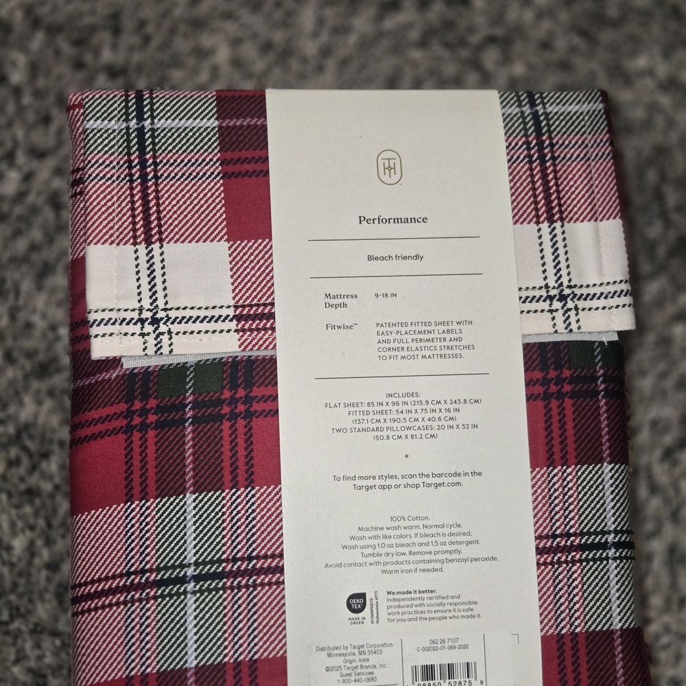 Threshold Red Plaid Performance Sheet Set - Picture 3 of 3